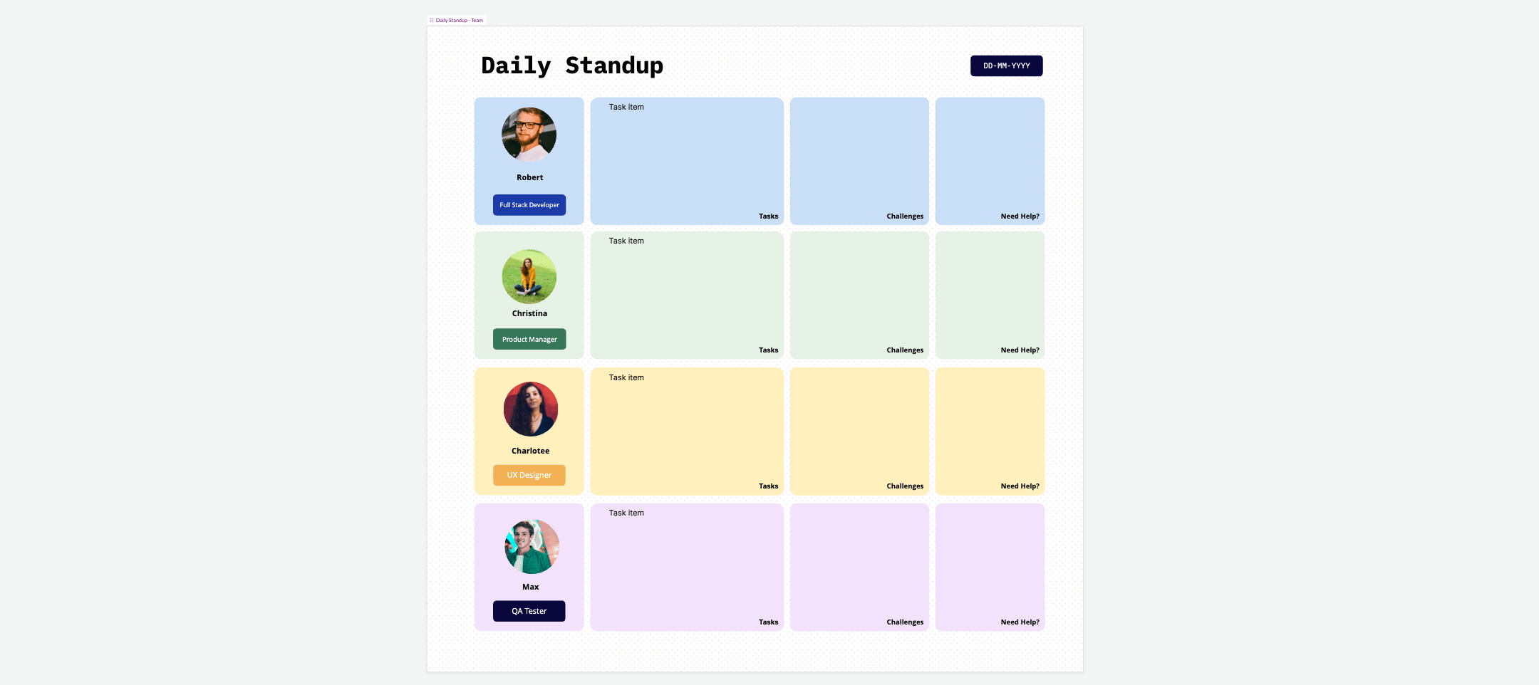 Daily standup template