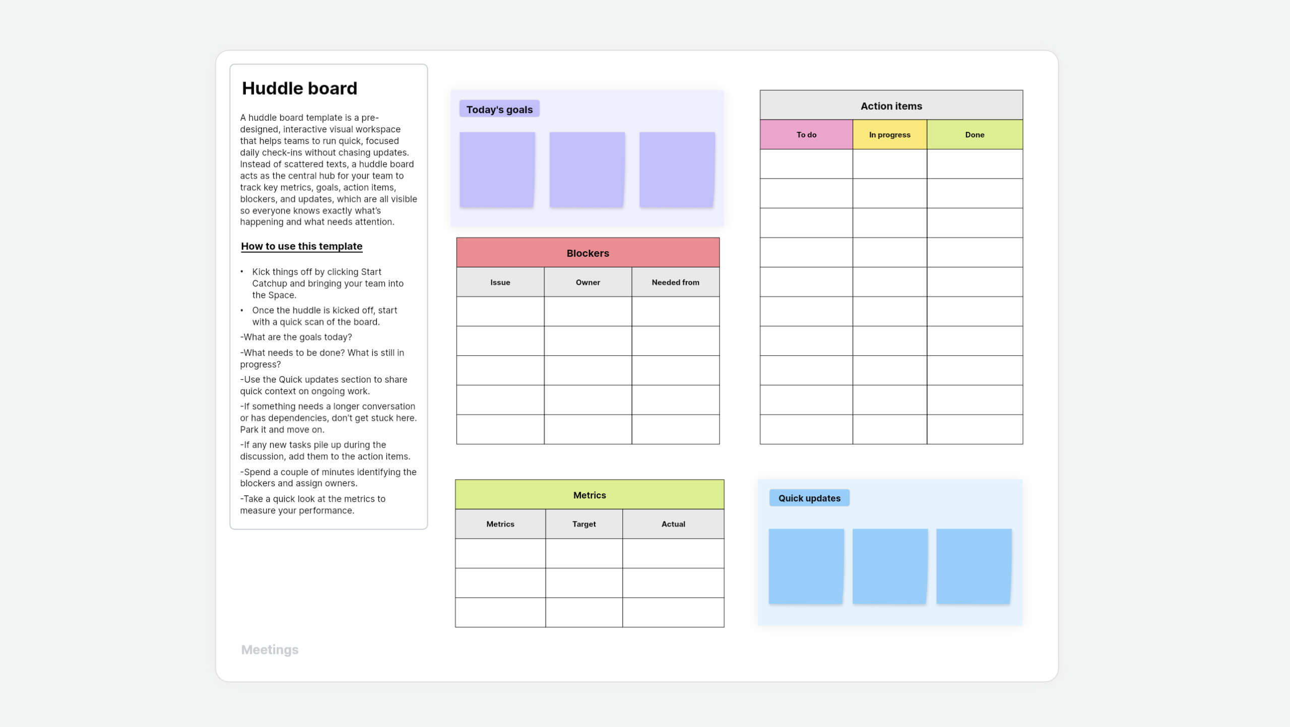 Huddle board template