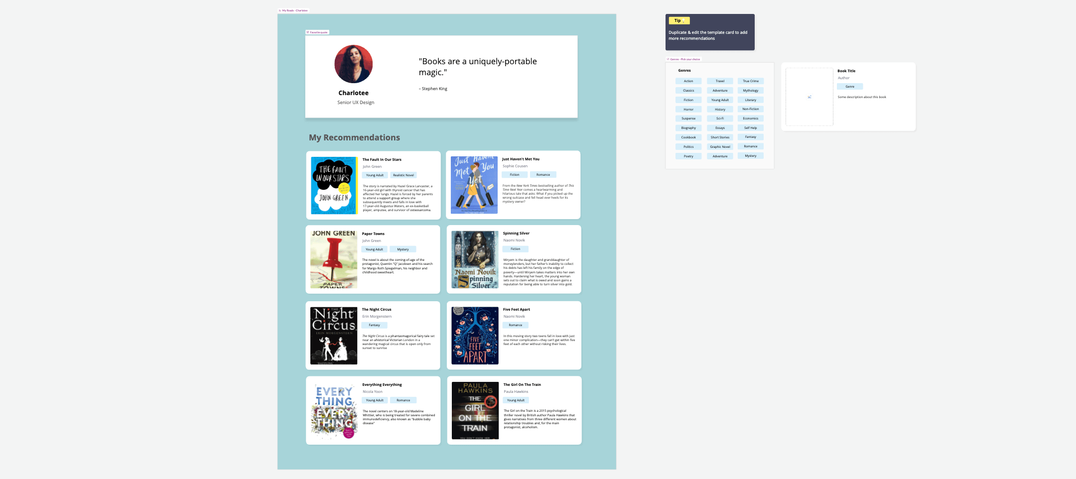Team bookshelf template