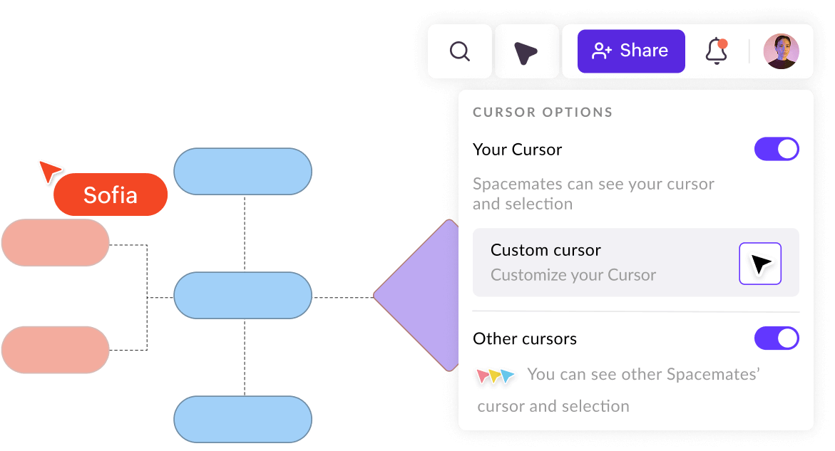 Cursor preferences pane with show or hide cursor options